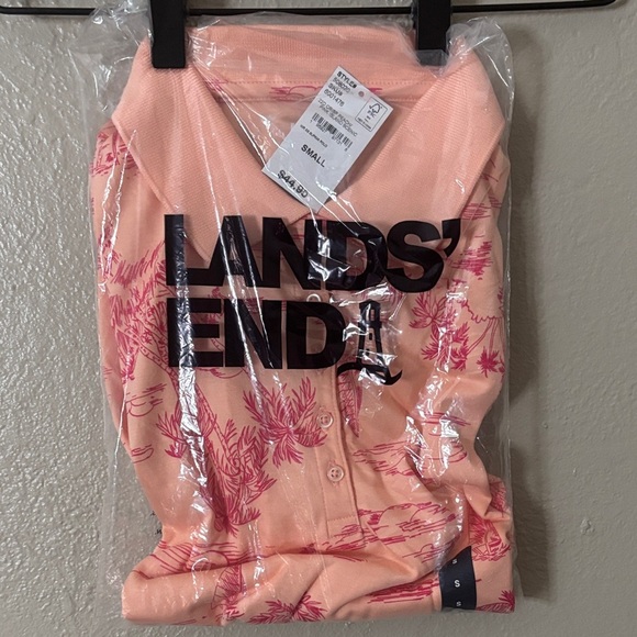Lands End Polo Women’s Tropical Palm Peach Small - Picture 2 of 5